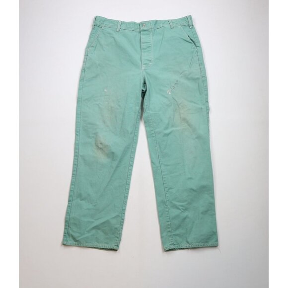 Vintage 90s Streetwear Mens 40x32 Distressed Button Fly Wide Leg Work Jeans USA